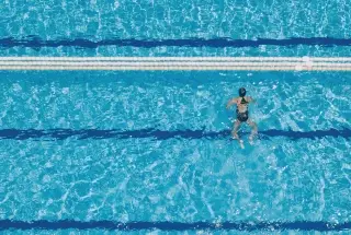 Modern swimming pool at Gera Avive Towers, Kharadi, Pune.