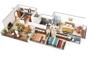 Anandtara Iris Residences 3 BHK Carpet Area - 1246 Sq ft