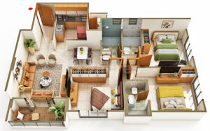 Esbee Azura Carpet Area 3 BHK - 932 Sq Ft