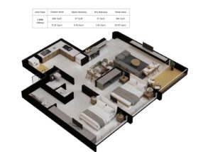 Mantra Melange 884 sqft 2 BHK