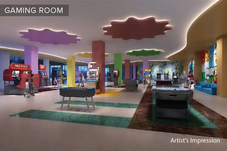 Modern indoor gaming room designed for entertainment and fun