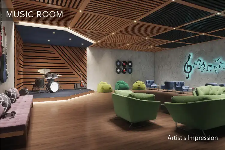 Modern music room for residents with sound-friendly design